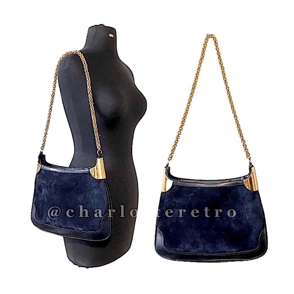 vtg Bettina Suede Bag w Rope Chain Strap • Italy - Picture 2 of 16